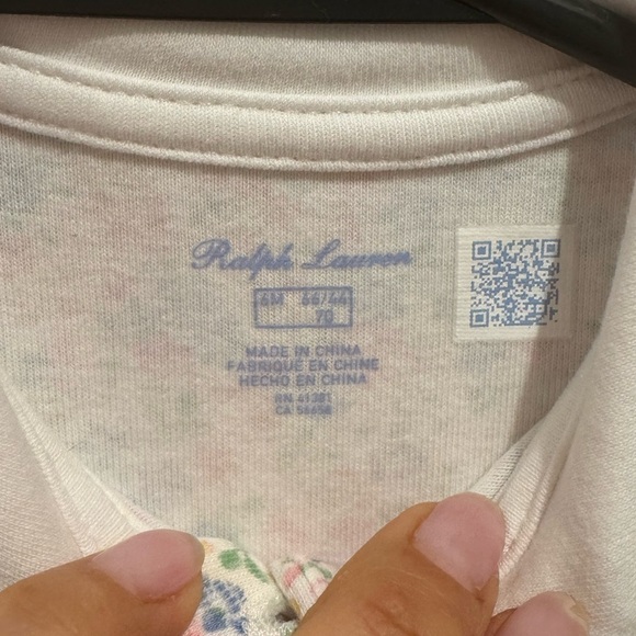 Ralph Lauren Floral-Print Cotton Coverall Onesie with Pink Accents 6m - Picture 5 of 6